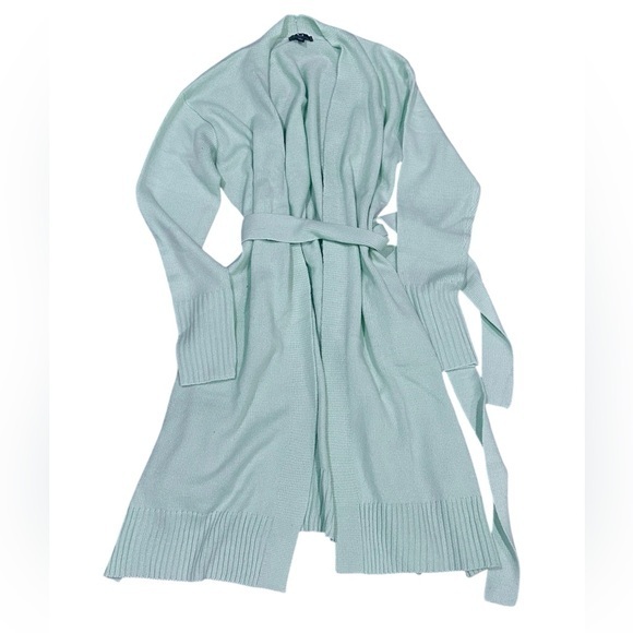 G by Giuliana Open Front Long Belted Knit Duster - Womens Size Large -Mint Green - Picture 1 of 3